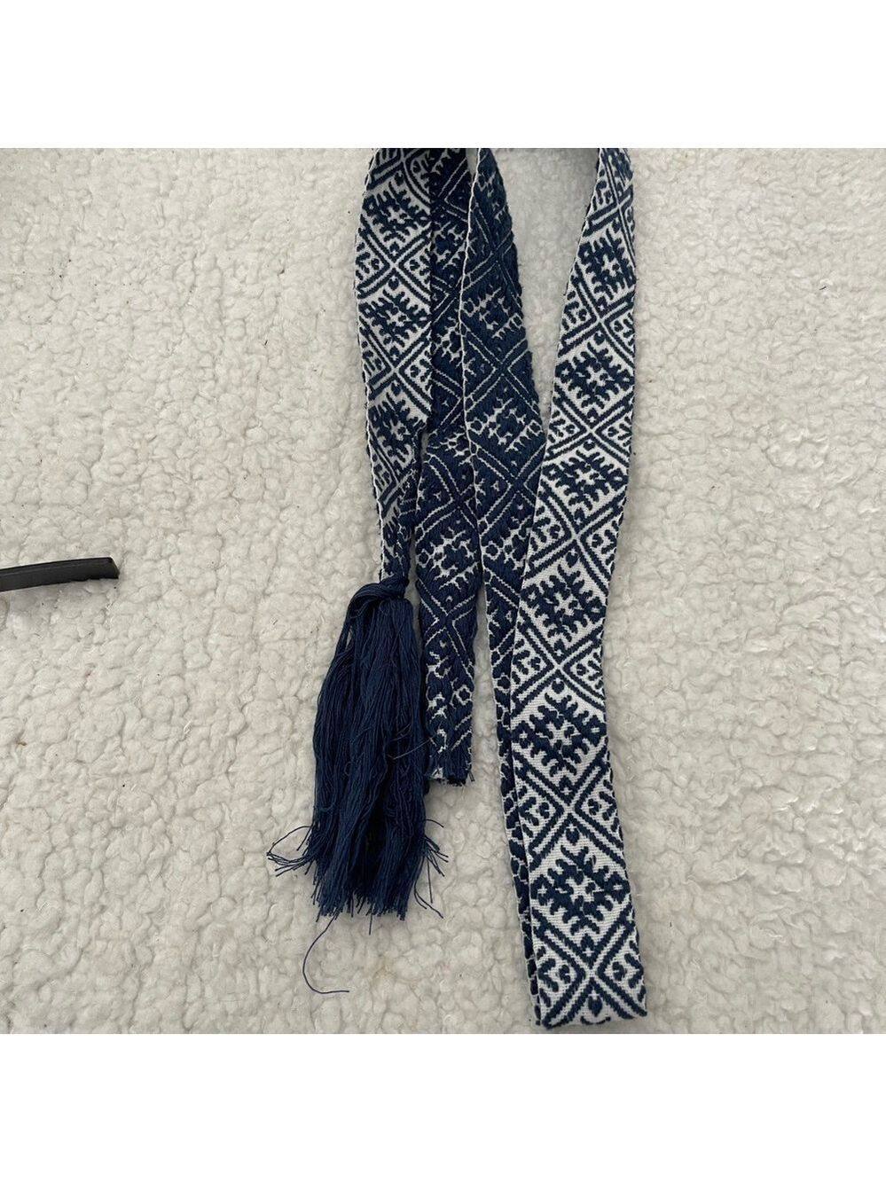 Navy and White Patterned Women's Belt